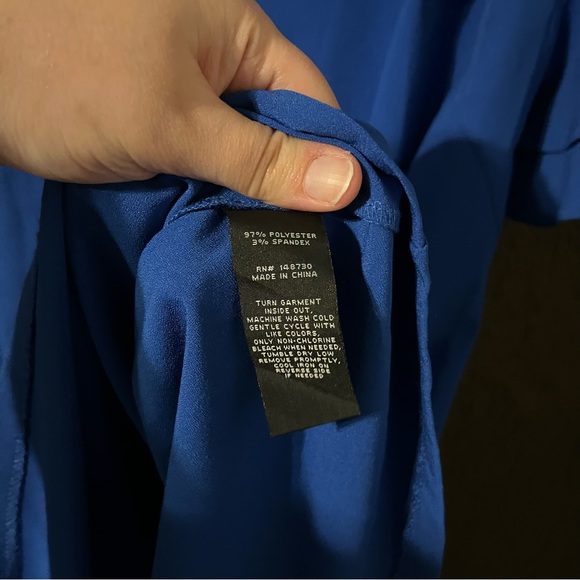 Blue Ruffle Short Sleeve Knee Length Shift Dress, Size 3X - Picture 4 of 6